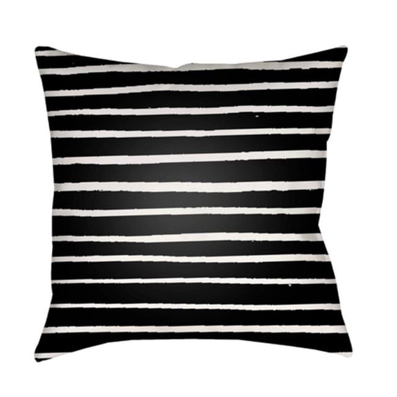 Surya WRAN006-1818 18 x 18 x 4 in. Stripes Square Throw Pillow, Black & White