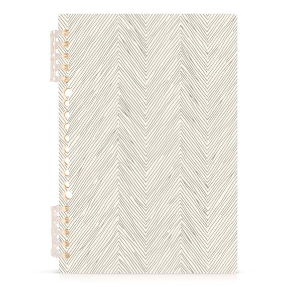 Stripes A5 8.3x5.7in PP Notebook, Adjustable Rings, 60 Sheets, Diary or Journey Note