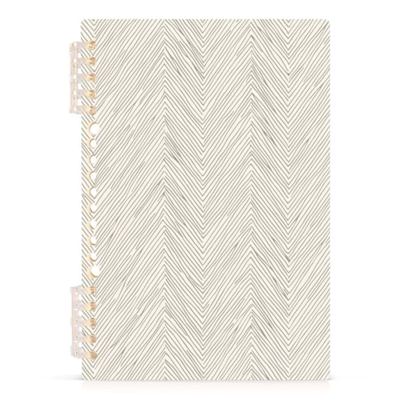 Stripes A5 8.3x5.7in PP Notebook, Adjustable Rings, 60 Sheets, Diary or Journey Note