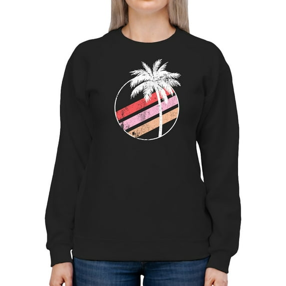 Stripes And Palm Tree Sweatshirt Women -GoatDeals Designs, Female Medium