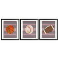 thumbnail image 1 of Stupell Industries Stripes And Sports Balls 3 Piece Black Framed Print Under Glass Set, design by Marcus Prime, 16 x 13, 1 of 10