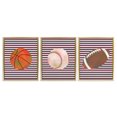 thumbnail image 1 of Stupell Industries Stripes And Sports Balls 3 Piece Gold Framed Floater Canvas Set, design by Marcus Prime, 31 x 25, 1 of 9