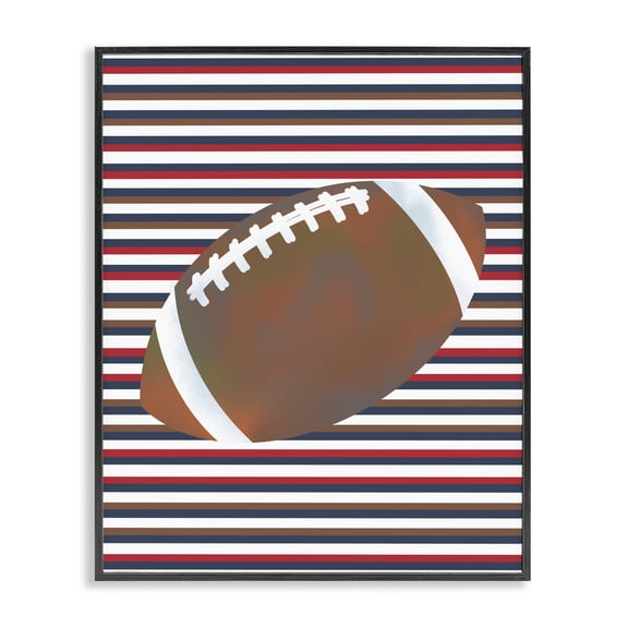 Stupell Industries Stripes And Sports Football Black Framed Giclee Art, design by Marcus Prime, 14 x 11