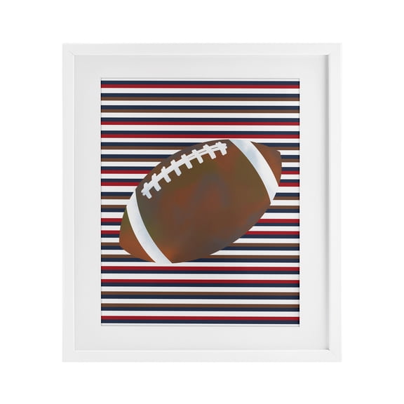 Stupell Industries Stripes And Sports Football White Framed Print Under Glass, design by Marcus Prime, 16 x 13