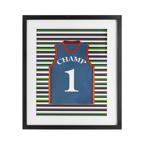 Stupell Industries Stripes And Sports Jersey Black Framed Print Under Glass, design by Marcus Prime, 16 x 13