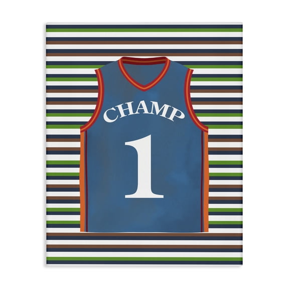 Stupell Industries Stripes And Sports Jersey Canvas Wall Art, design by Marcus Prime, 20 x 16