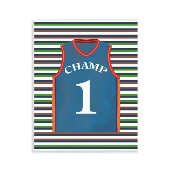Stupell Industries Stripes And Sports Jersey Wall Plaque Art, design by Marcus Prime, 14 x 11