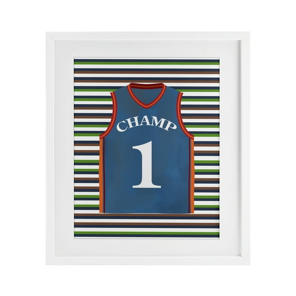 Stupell Industries Stripes And Sports Jersey White Framed Print Under Glass, design by Marcus Prime, 16 x 13
