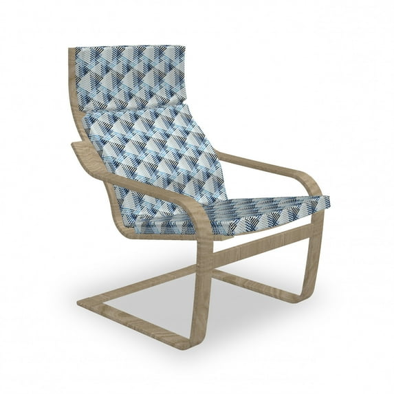 Stripes Armchair Pad and Slipcover, Eighties Style Line Arrangement Diagonal Pattern of Geometric Concepts, 1 Piece Soft Cushion Replacement with Removable Cover, Cream Blue Pale Blue, by Ambesonne