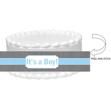 Stripes Baby Shower Baby Boy Peel and Stick Edible Cake Decoration Image Wrap Ribbon