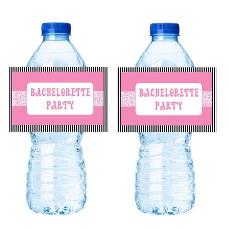Stripes - Bachelorette Party 15ct Water Bottle Decorations Labels