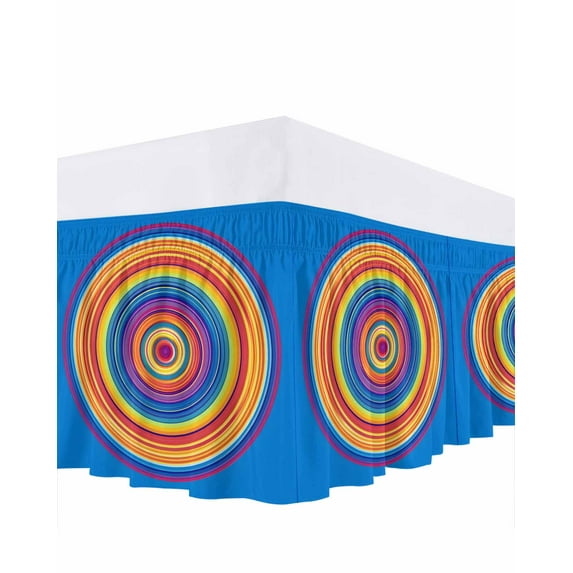 Stripes Bed Skirt California King Size 16 Inch Drop, Vintage Rainbow Wrap Around Dust Ruffle Bedskirts, Wrinkle & Fade Resistant Easy Fit Bedskirt with Adjustable Elastic