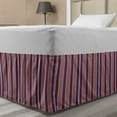 thumbnail image 1 of Stripes Bed Skirt, Vertical Barcode Style Lines Arrangement Abstract Design Geometric Shapes, Elastic Bedskirt Dust Ruffle Wrap Around for Bedding Decor, 4 Sizes, Ruby Navy Blue Grey, by Ambesonne, 1 of 2