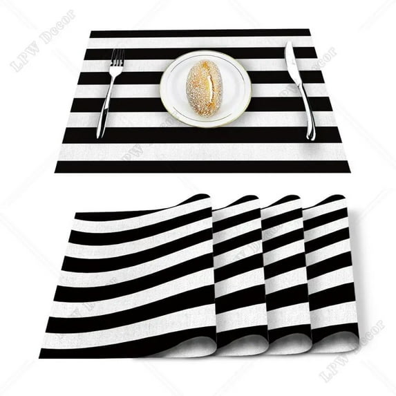 Stripes Black White Simple Pattern Table Mat Kitchen ration Placemat Table Napkin For Wedding Dining Accessories Table Mat