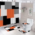thumbnail image 1 of Stripes Colorful Grey Red Line Shower Curtain Sets Non-Slip Rugs Toilet Cover Bath Mats Vintage Abstract Geometry Bathroom Decor, 1 of 5