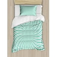 thumbnail image 1 of Stripes Duvet Cover Set, Twisting Striped Pattern of Whirlpool Design Rays Monochromatic Effect, Decorative 2 Piece Bedding Set with 1 Pillow Shams, Twin Size, Mint Green and Seafoam, by Ambesonne, 1 of 3