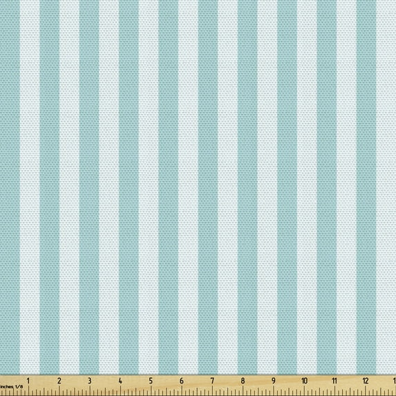Ambesonne Stripes Fabric by the Yard Upholstery, Vertical Line Pattern, 3 Yards, Pale Blue Pale Sea Green