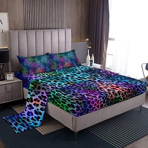 Stripes Fitted Sheet Leopard Print Bed Sheet Set For Kids Boys Girls