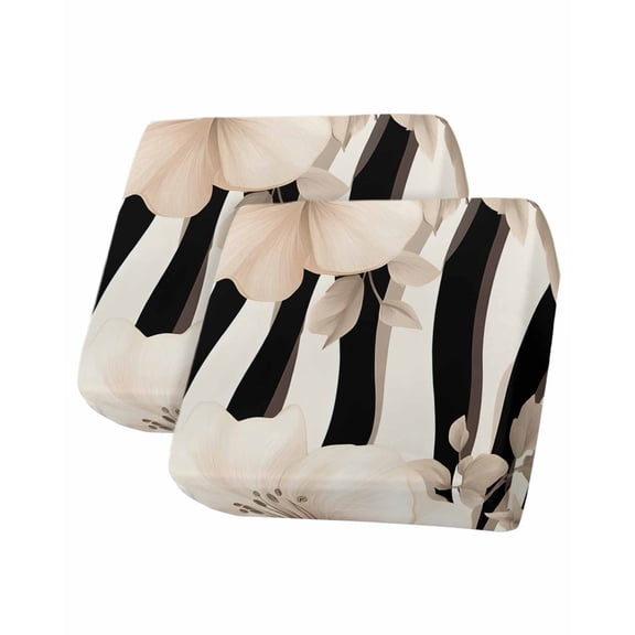 Stripes Floral Sofa Couch Cushion Covers Washable, Removable Stretchable Sectional Couch Covers, Spring Flower Zebra Animal Pattern Floral Slipcovers for L & T Shape Sofa Protector S Size 2 pcs