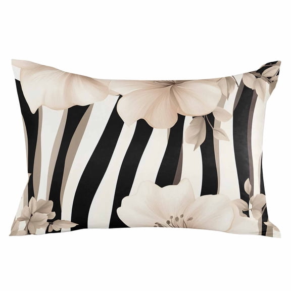 Stripes Floral Throw Pillow Cover 20 x 26 Inch Decorative Pillow Cover Spring Flower Zebra Animal Pattern Floral Lumbar Pillowcase Seasonal Rectangle Cushion Case for Couch Sofa Bed Living Room