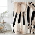 thumbnail image 1 of Stripes Floral Waterproof Fabric Shower Curtain,Spring Flower Pattern Floral Waterproof Fabric Shower Curtain for Bathroom Curtains Bathtubs Shower Curtains with 12 Hooks Small 36x72in, 1 of 8
