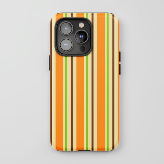 Stripes For All iPhone Series Tough Phone Case Retro Orange Yellow