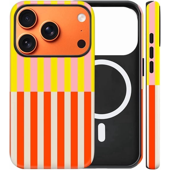 Stripes Orange Phone Case Compatible with iPhone 18 Pro/17 Pro ...