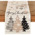thumbnail image 1 of Stripes Pine Trees Merry Christmas Table Runner, Winter Xmas Holiday Kitchen Dining Table Decoration for Home Party Decor, 1 of 7