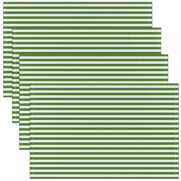 Stripes Placemats Set of 4 12"x18" Green White Placemats for Dining Table Indoor Outdoor Kitchen Geometric Geometry Table Mats Placemat Simple Modern Decor Table Place Mats Room Decorations