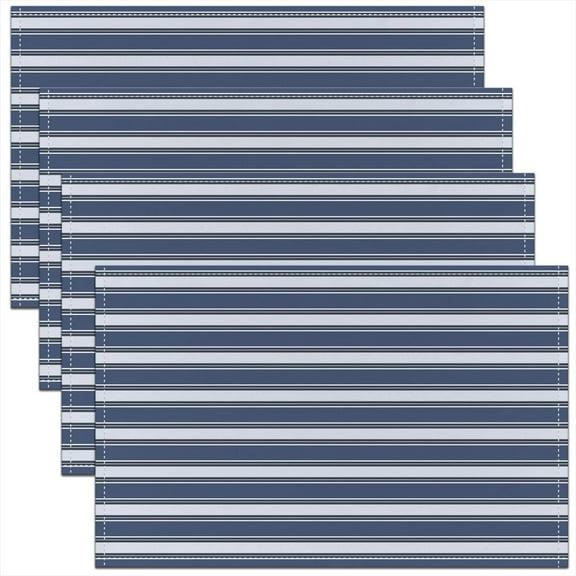 Stripes Placemats Set of 4 12"x18" Navy Blue Placemats for Dining Table Indoor Outdoor Kitchen Geometric Geometry Table Mats Placemat Simple Modern Decor Table Place Mats Room Decorations