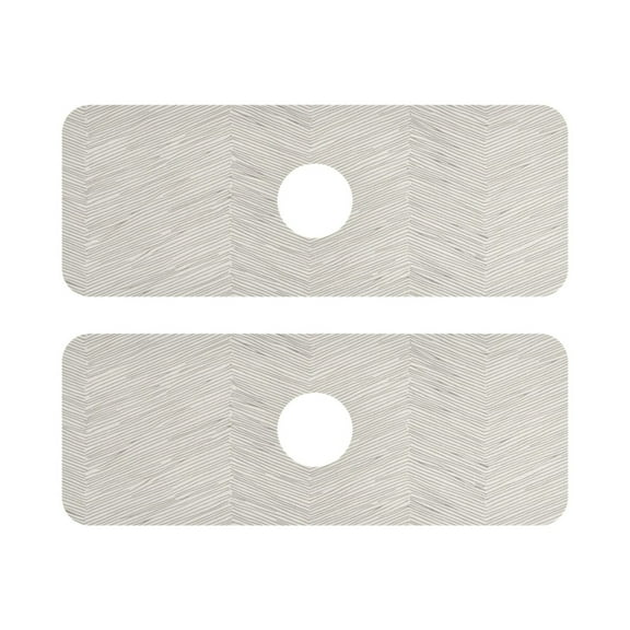 Stripes Quick Dry Silicone Algae Faucet Pad 14.7x5.4in 2 Pack Absorbent Mat for Kitchen Sink, Bathroom Countertop