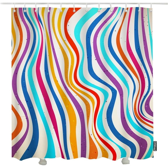 Stripes Shower Curtain Vertical Stripe Bright Rainbow Color Bathroom Bath Curtain Waterproof Polyester Fabric 72x72 Inch Washable