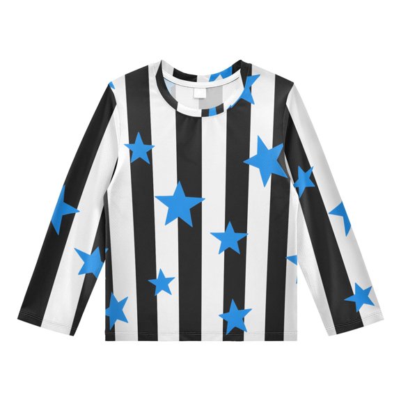 Stripes Stars Pattern Boys' Rash Guard Shirts UPF 50 Plus Sun Protection Short Sleeve Swim Tees 3T