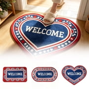 Stripes Stars Welcome Patriotic 4th of July Doormat, Memorial Day Home Decor Switch Rug Door Mat Floor Mat for Indoor Outdoor, Kitchen Bath Laundry Room