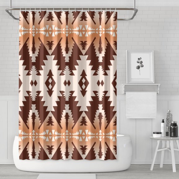 Stripes Symmetrical Shower Curtain, Rustic Style Nordic Boho Waterproof 72x72 Inch Quick Dry