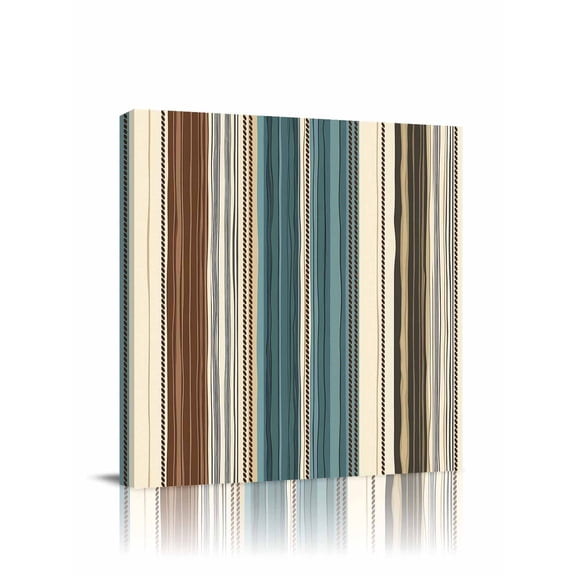 Stripes Texture Canvas Wall Art, Modern Art Blue Brown Line Framed Wall Decor Modern Artwork Prints Painting for Living Room, Bedroom, Kitchen & Cafe Decor 24x24 Inch