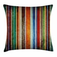thumbnail image 1 of Stripes Throw Pillow Cushion Cover, Vertical Lined Colorful Retro Bands with Damage Effects Old Fashion Weathered Display, Decorative Square Accent Pillow Case, 20 X 20 Inches, Multi, by Ambesonne, 1 of 2