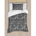 thumbnail image 1 of Stripes Twin Size Duvet Cover Set, African Zebra Skin Pattern with Abstract Lines Monochrome Wild Animal Hide Design, Decorative 2 Piece Bedding Set with 1 Pillow Sham, Black White, by Ambesonne, 1 of 3