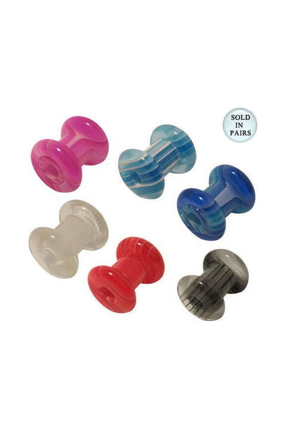 Stripes UV Acrylic Ear Plugs 2 Gauge - 6 Colors Available