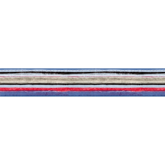 Stripes Wallpaper Border in Gray, Black, Red, Blue - 15 ft x 6.875 in. - Pre-pasted - Modern Wall Décor