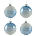 thumbnail image 1 of Stripes and Snowflakes Shiny Glass Ball Christmas Ornaments - 3" (80mm) - Blue and White - 4ct, 1 of 7