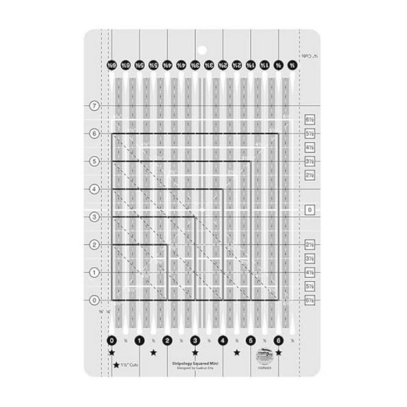 Stripology Mini Quilting Ruler - 8.5 x 12.5 Inch - USA Made Acrylic Ruler for Sewing, Patchwork & Fabric Cutting - Non-Slip Grip Quilting Template