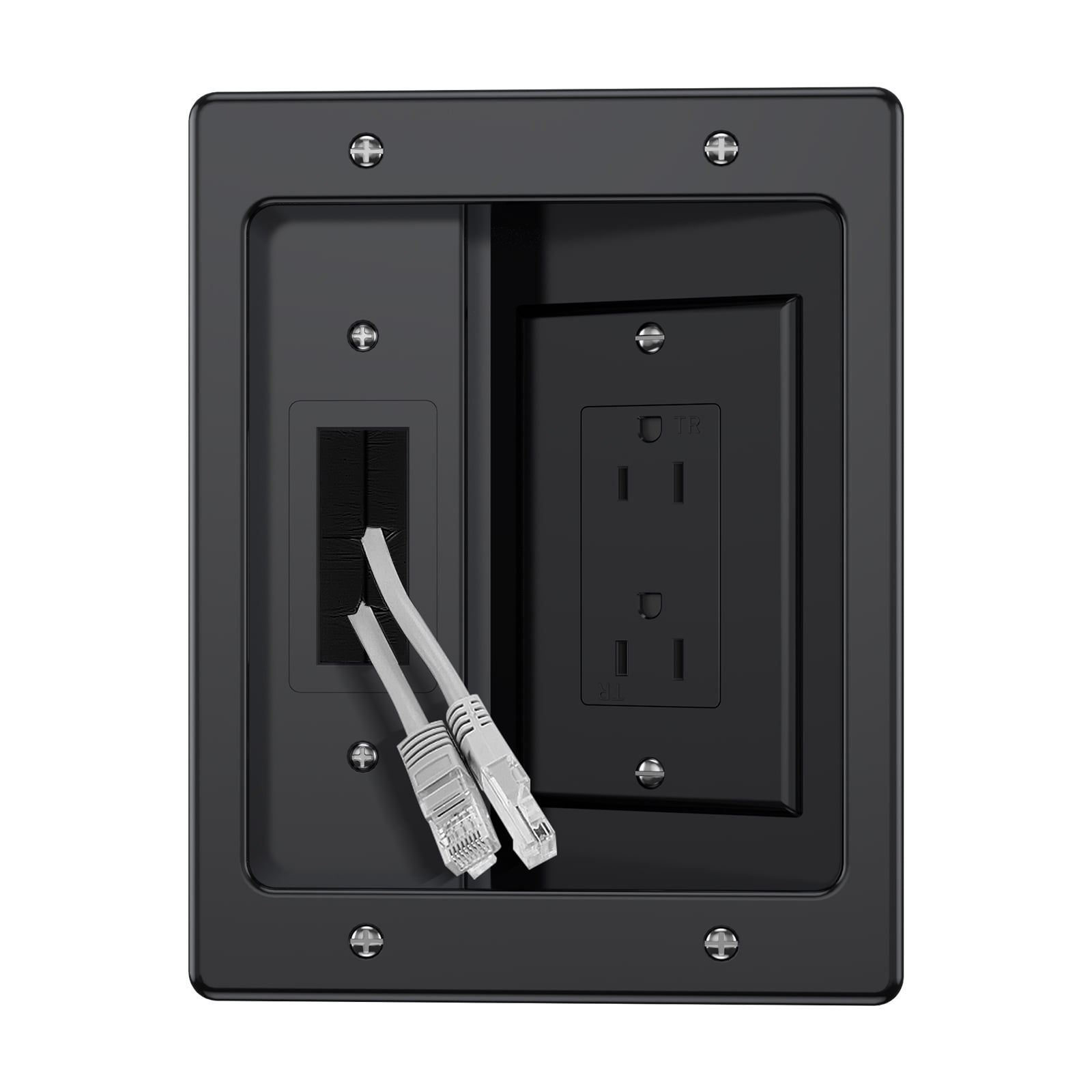 Stripoo In Wall Television Power Cable Management Kit,Recessed Outlet