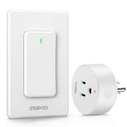 Stripoo Smart Remote Control Switch Outlet Kit,Wireless Wall Mounted Electric Light Power Plug,100~300FT Long Range Household Electrical Remote Outlet,US-Plug,White