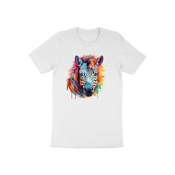 Stripped Pattern Colorful Zebra Horse Print Gift Adult Women T-Shirt Cool Zebra Print Design Birthday Holiday Presents Tshirt