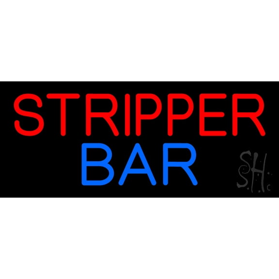 Stripper Bar LED Neon Sign 6" Tall x 15" Wide - inches Black Square Cut Acrylic Backing, with Dimmer - Premium built indoor Sign for Strip Club, Dance club, Dcor, Bar.