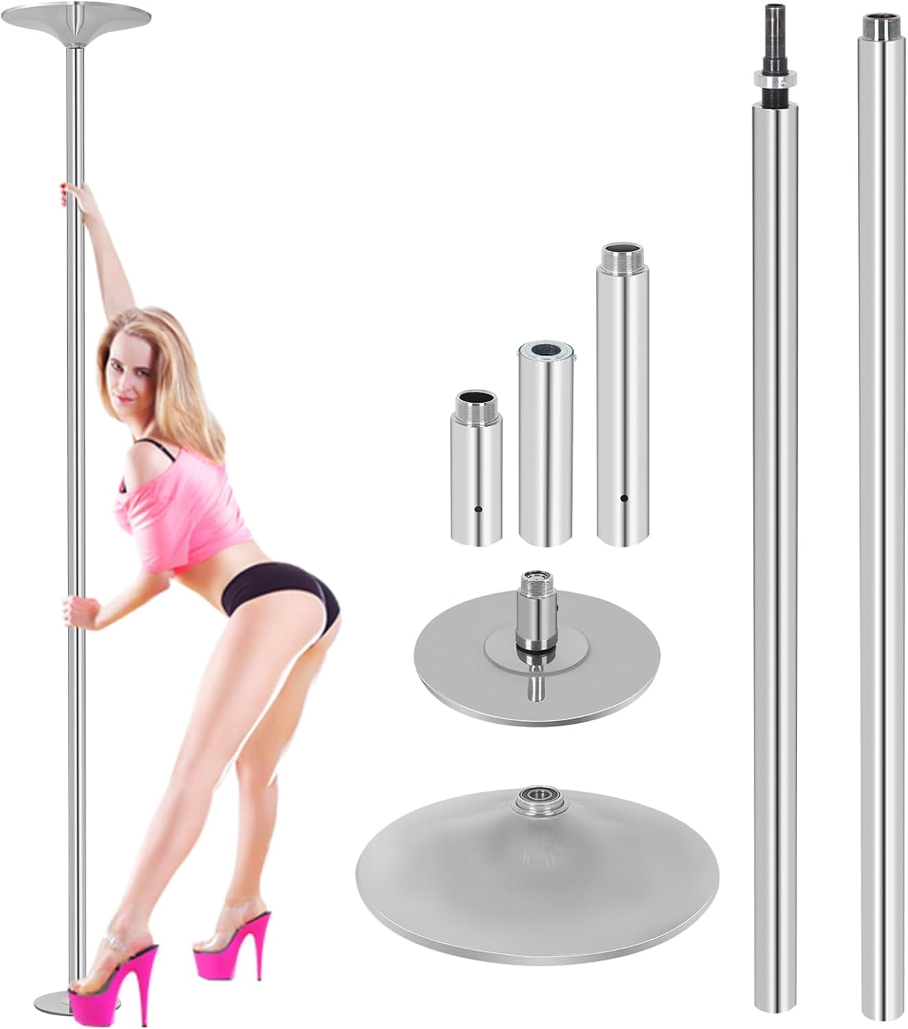 Topeakmart 45mm Portable Dancing Pole - Adjustable Height, Spinning/Static Modes, Holds 500lbs - View #3