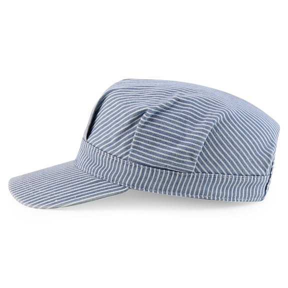 Stripy Cotton Command Hat For Adult Children Lightweight Fabric Adjustable Hook Loop Closure