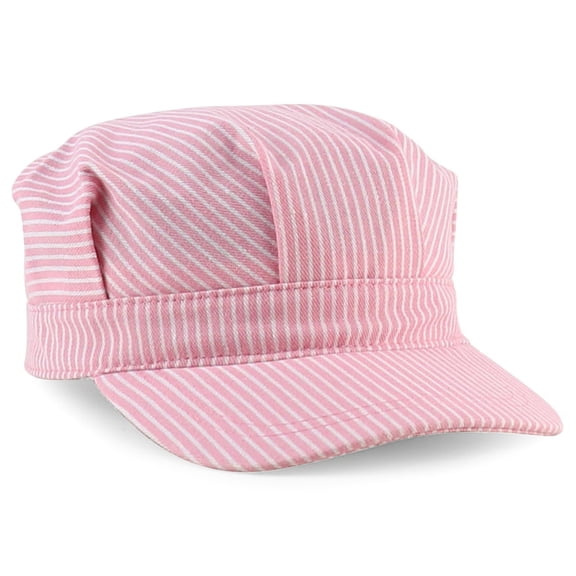Stripy Cotton Command Hat For Adult Children Lightweight Fabric Adjustable Hook Loop Closure