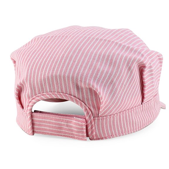 Stripy Cotton Command Hat For Adult Children Lightweight Fabric Adjustable Hook Loop Closure